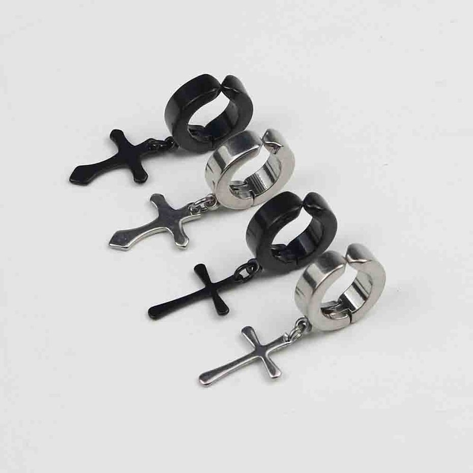Khuyên tai dạng móc không cần xỏ lỗ hình chữ thập 12-04
