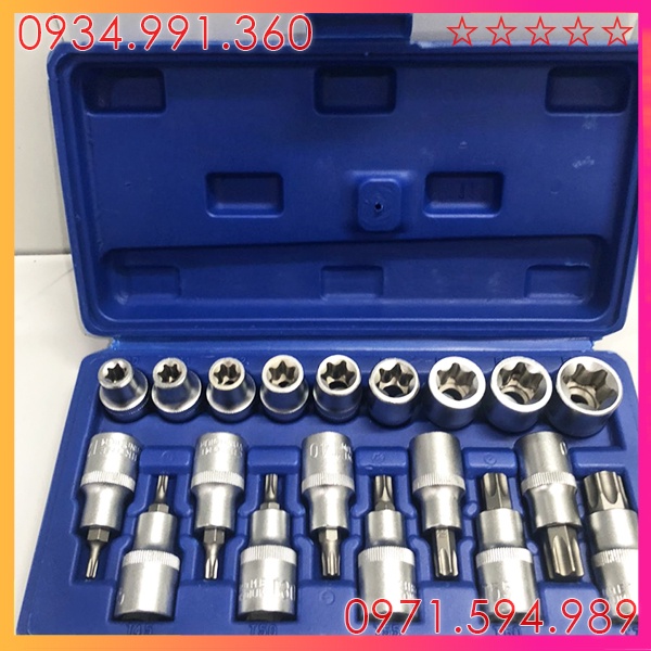Bộ khẩu E 1/2 inch - 19 phụ kiện, Nhật Bản, chuyên mở động cơ máy, động cơ ô tô. Thép carbon CRV Siêu Bền