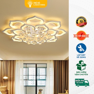 Đèn Ốp Trần Phòng Khách Hoa Sen THỦ ĐÔ LIGHTING 16 Cánh 3 Chế Độ Ánh Sáng Thiết Kế Viên Thả Pha Lê Cao Cấp 2042/16