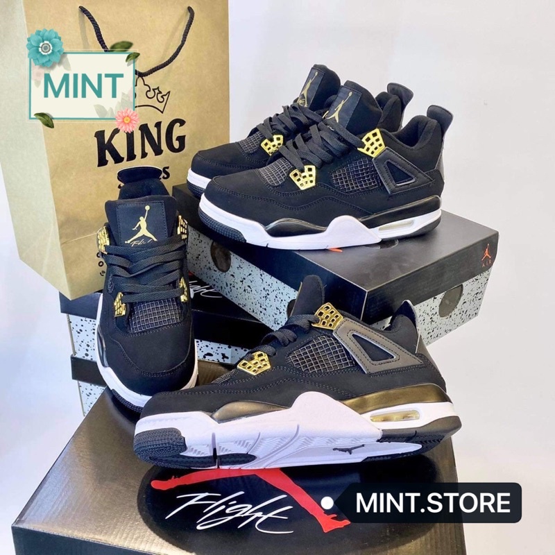 Giày sneaker J4 đen vàng da nỉ