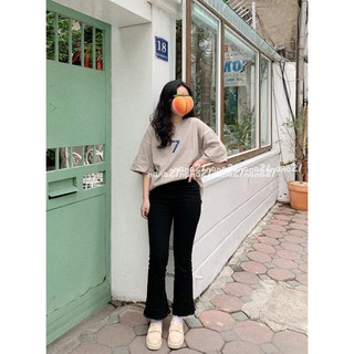 Quần jeans đen ống loe