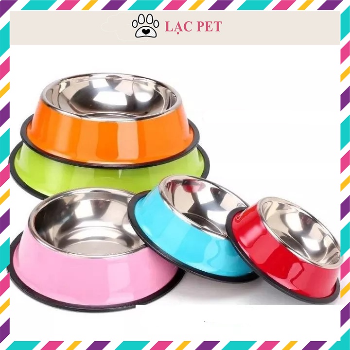 Bát / chén ăn chống lật dành cho chó mèo Inox Sơn Màu Ngẫu Nhiên