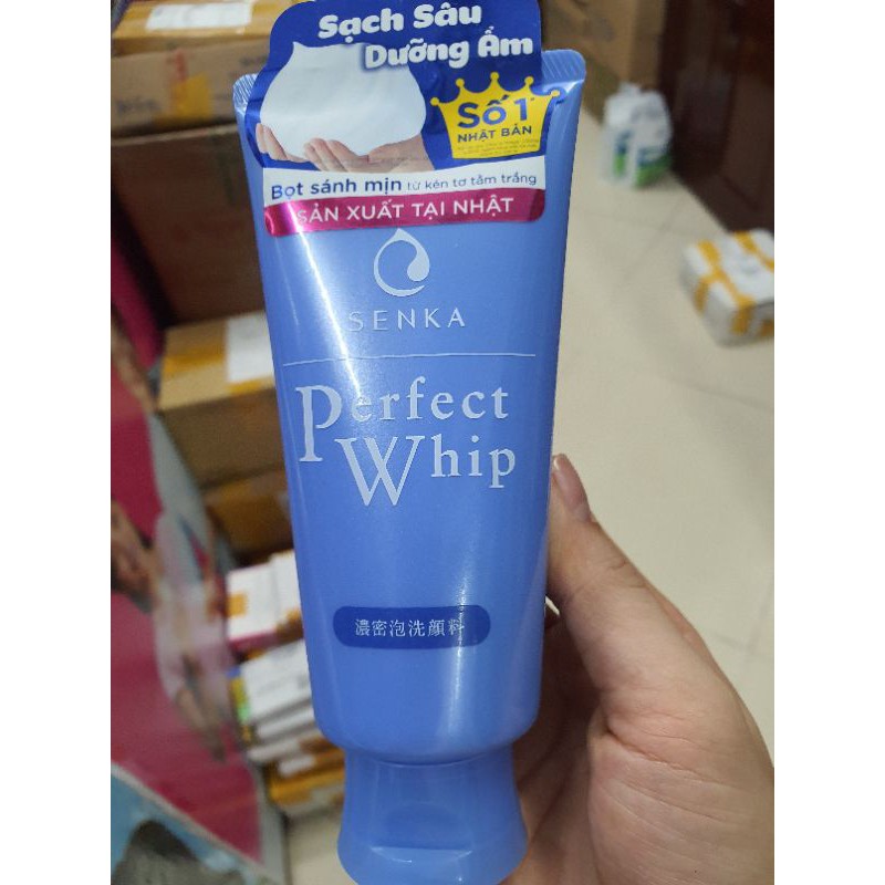 sữa rửa mặt Senka tạo bọt chiết xuất tơ tằm( xanh lam)120g