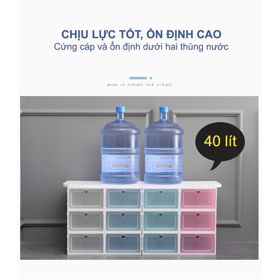 Hộp Đựng Giày Dép Nắp Nhựa Cứng Trong Suốt, Size lớn Chịu Lực 4kg ( Tặng Kèm Gói Hút Ẩm)