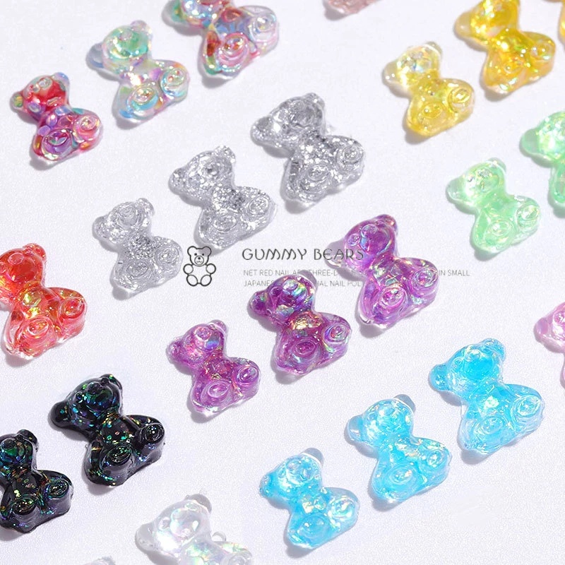 1 Hộp Phụ Kiện Hình Gấu 3D Nhiều Màu Sắc Trang Trí Móng Tay Nghệ Thuật