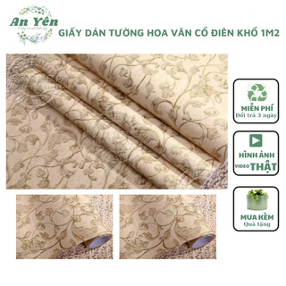 Giấy dán tường hoa văn cổ điển khổ 1m2,giấy dán tường phủ pvc kèm keo dán chống ẩm mốc