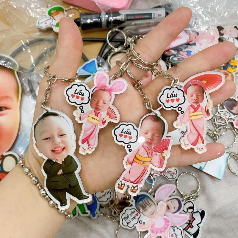 Móc khóa chibi cắt siêu cute in ảnh theo yêu cầu