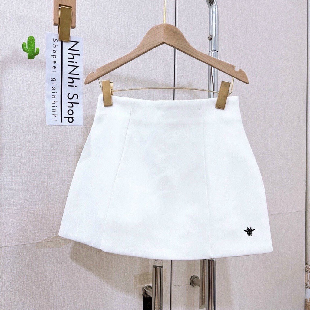 Chân váy thêu con ong cạp lưng cao dáng chữ A kiểu xòe phồng siêu đẹp 5345