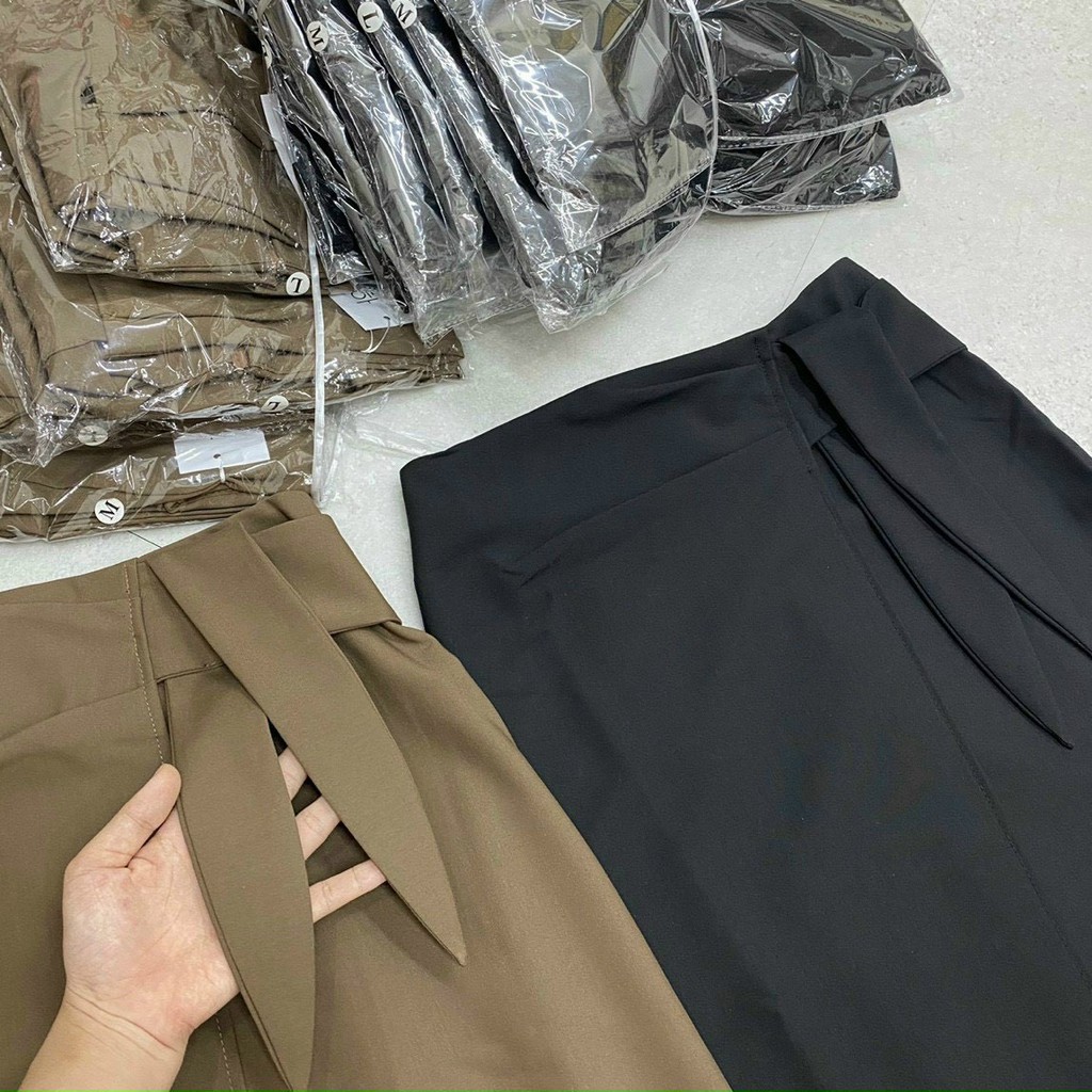 Chân váy công sở dáng A ôm body, vạt lá chéo cách điệu trẻ trung, vải hai biên cao cấp | BigBuy360 - bigbuy360.vn