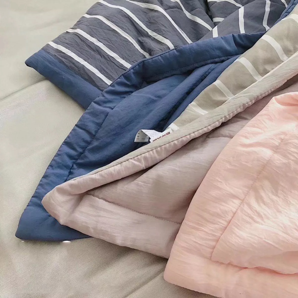 Chăn Hè Thu Cotton Đũi Kẻ Caro Muji Nhật Bản Mẫu Mới