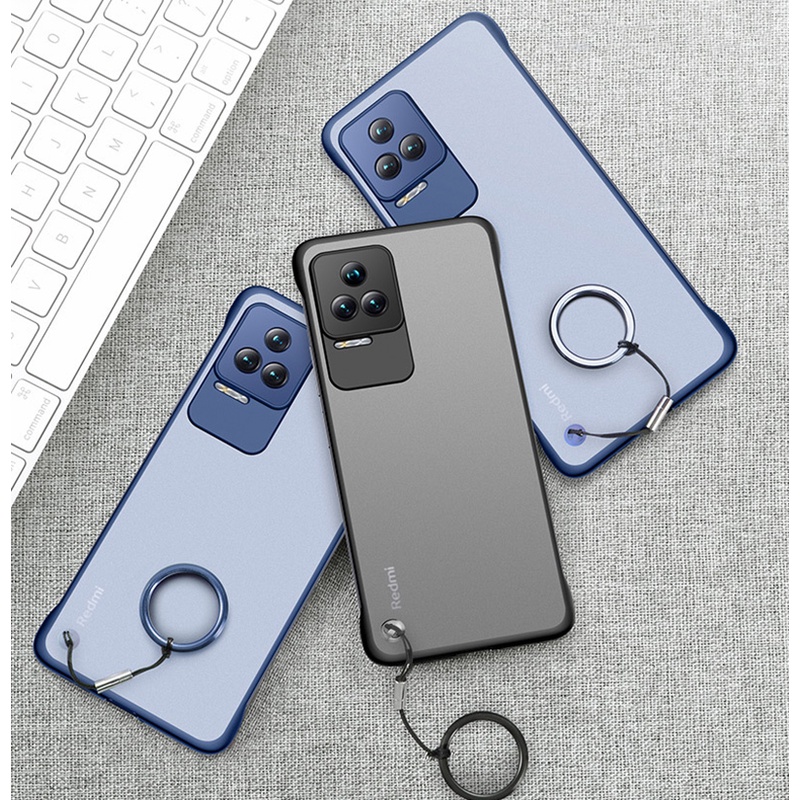 Ốp Điện Thoại PC Cứng Trong Suốt Mặt Nhám Không Viền Dọc Kèm Móc Xỏ Ngón Cho Xiaomi Redmi K40s K40 K50 Pro Plus