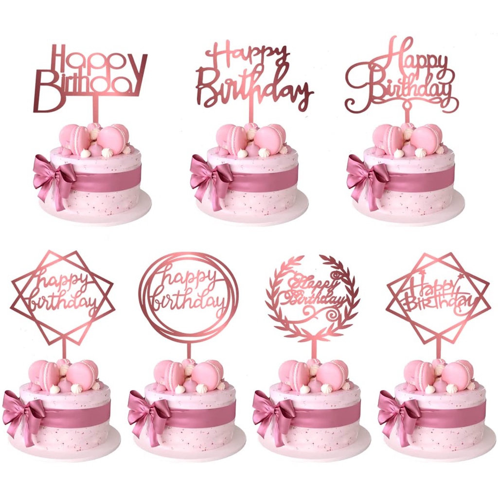 Set 10 Que Gắn Trang Trí Bánh Kem Chữ Happy Birthday Xinh Xắn