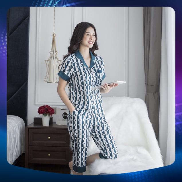 Bộ ngủ satin ZAM Luxury - Áo ngắn tay quần lửng - Pijama lửng cao cấp