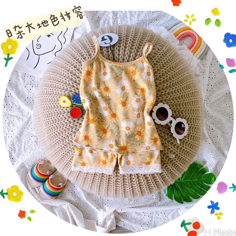 Đồ bộ 2 dây, bộ dây đùi cotton len gân bé gái mát mùa hè