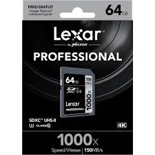 [Mã 159ELSALE hoàn 7% đơn 300K] Thẻ nhớ Lexar 64GB Professional 1000x 150MB/s SDXC UHS-II