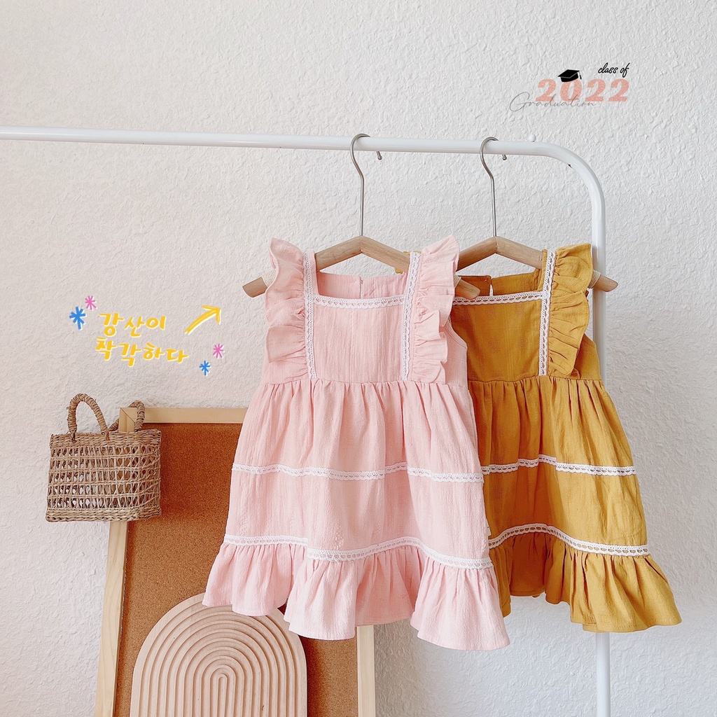 VÁY HÈ CÁNH TIỀN 3 TẦNG VIỀN REN TRẤNG CHẤT THÔ BOI CHO BÉ GÁI 1-6 TUỔI( MÃ V150603)