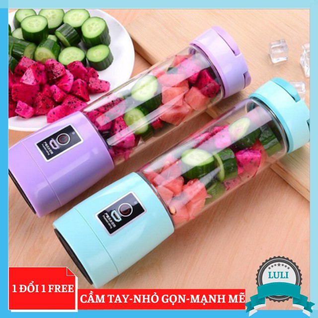 [Loại 1] Máy Xay Sinh Tố Hoa Quả Mini Cầm Tay Nhỏ Gọn Tiện Dụng Dung Tích 420ml, Sạc Pin