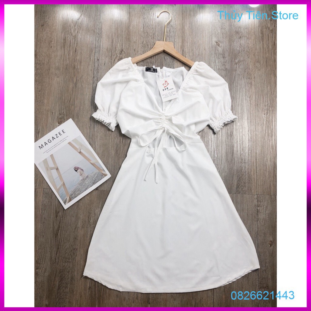 ĐẦM TRẮNG KIKAN DRESS XÒE NHẸ - ĐẦM TAY PHỒNG DÂY RÚT NGỰC - VÁY TIỂU THƯ TRẮNG MẶC NHIỀU KIỂU 💎 👗💝 | BigBuy360 - bigbuy360.vn