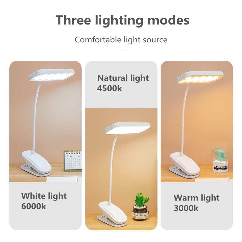 Đèn bàn đọc sách LED có thể được kẹp lại và có thể sạc lại, thích hợp làm đèn ngủ phòng ngủ văn phòng sinh viên