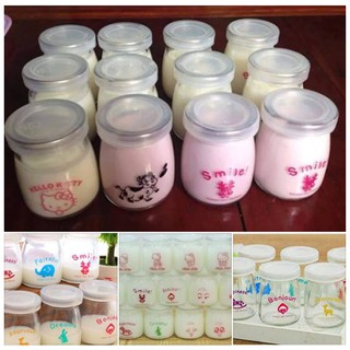 Hũ thủy tinh làm sữa chua, Hũ làm sữa chua bằng thủy tinh có nắp kèm hoạt tiết