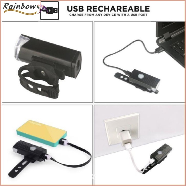 Bộ Đèn Pha LED USB Có Thể Sạc Lại Gắn Phía Trước Và Sau Lưng Xe Đạp