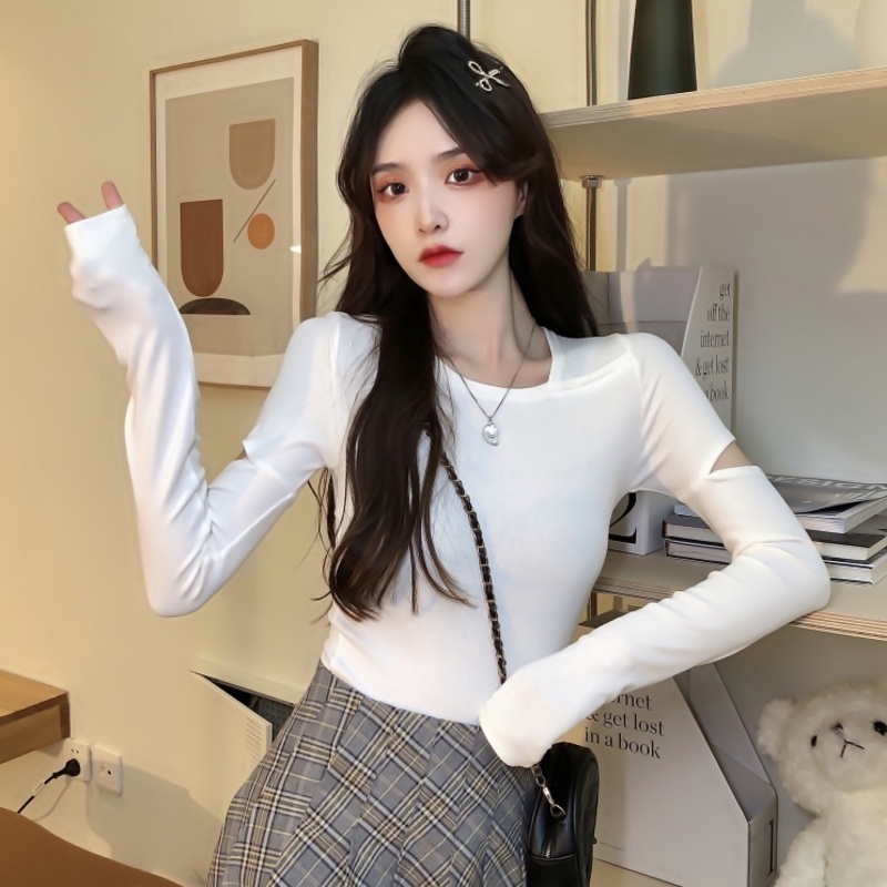 ZHELIHANGFEI Tay áo dài T - áo mỏng trông mỏng manh tính đa năng