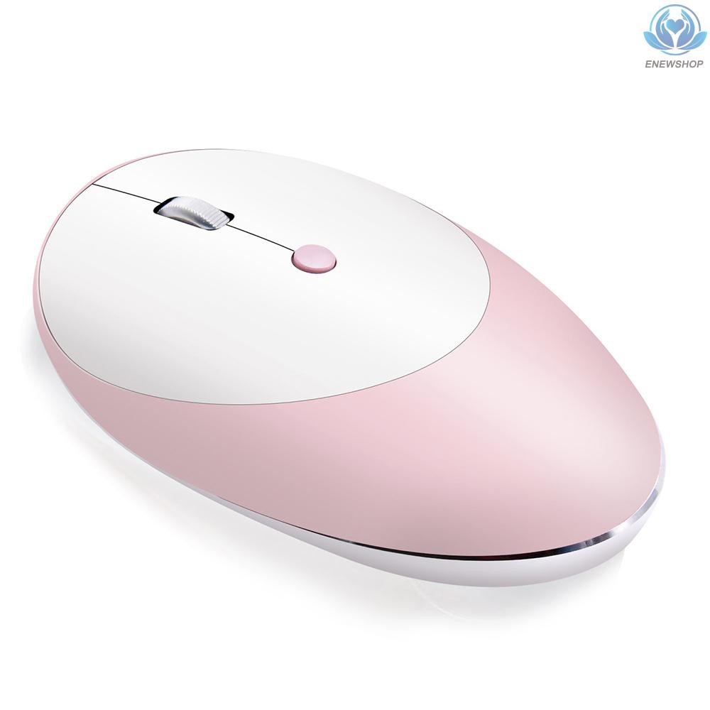 【enew】HXSJ T36 Three Mode BT 3.0 + 5.0 + 2.4G Wireless Mouse Slim Silent Design Rechargeable Optical Mouse for iPad PC Laptop Pink