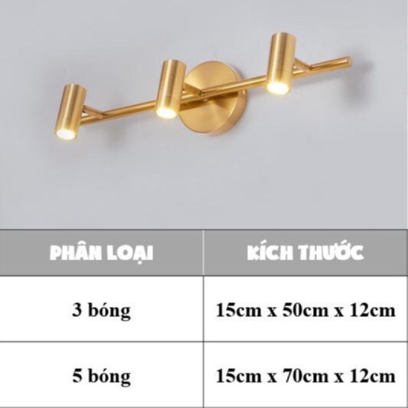 Đèn soi tranh soi gương nhà tắm loại 3 bóng có bảo hành