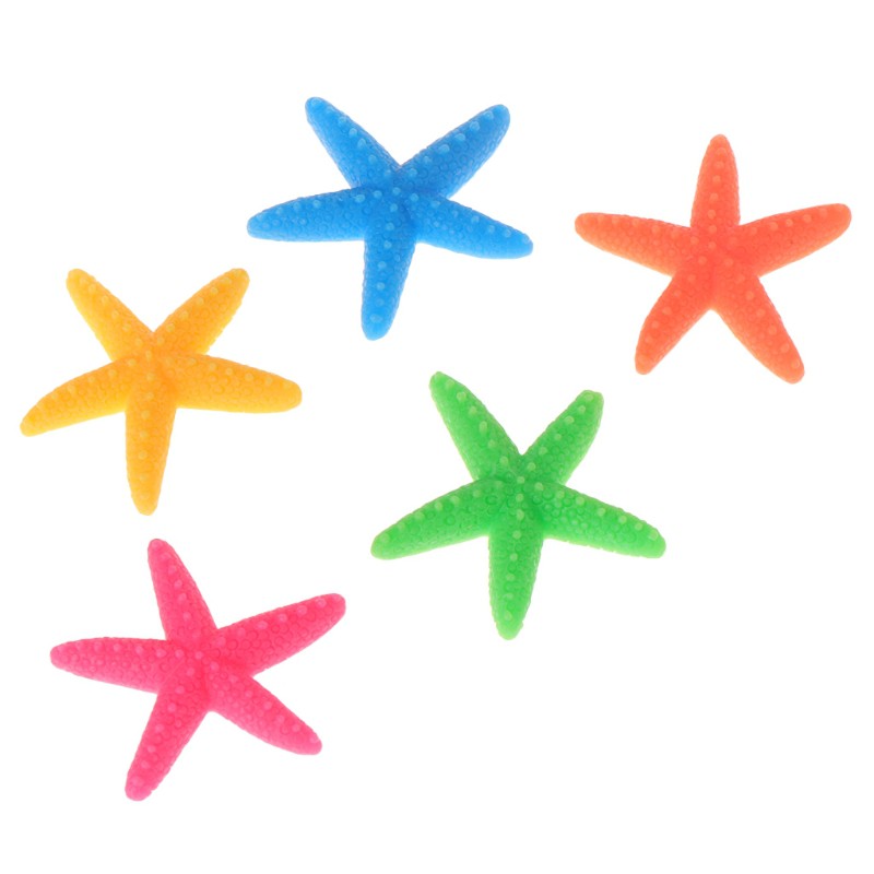 Set 5 sao biển giả nhiều màu sắc bằng resin dành cho trang trí bể cá