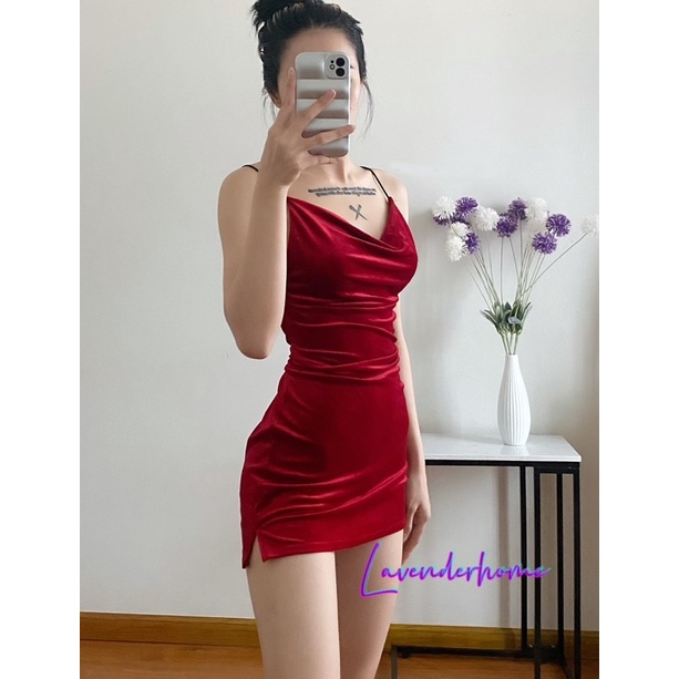 Đầm Nhung Có Mút Ngực  Nhung