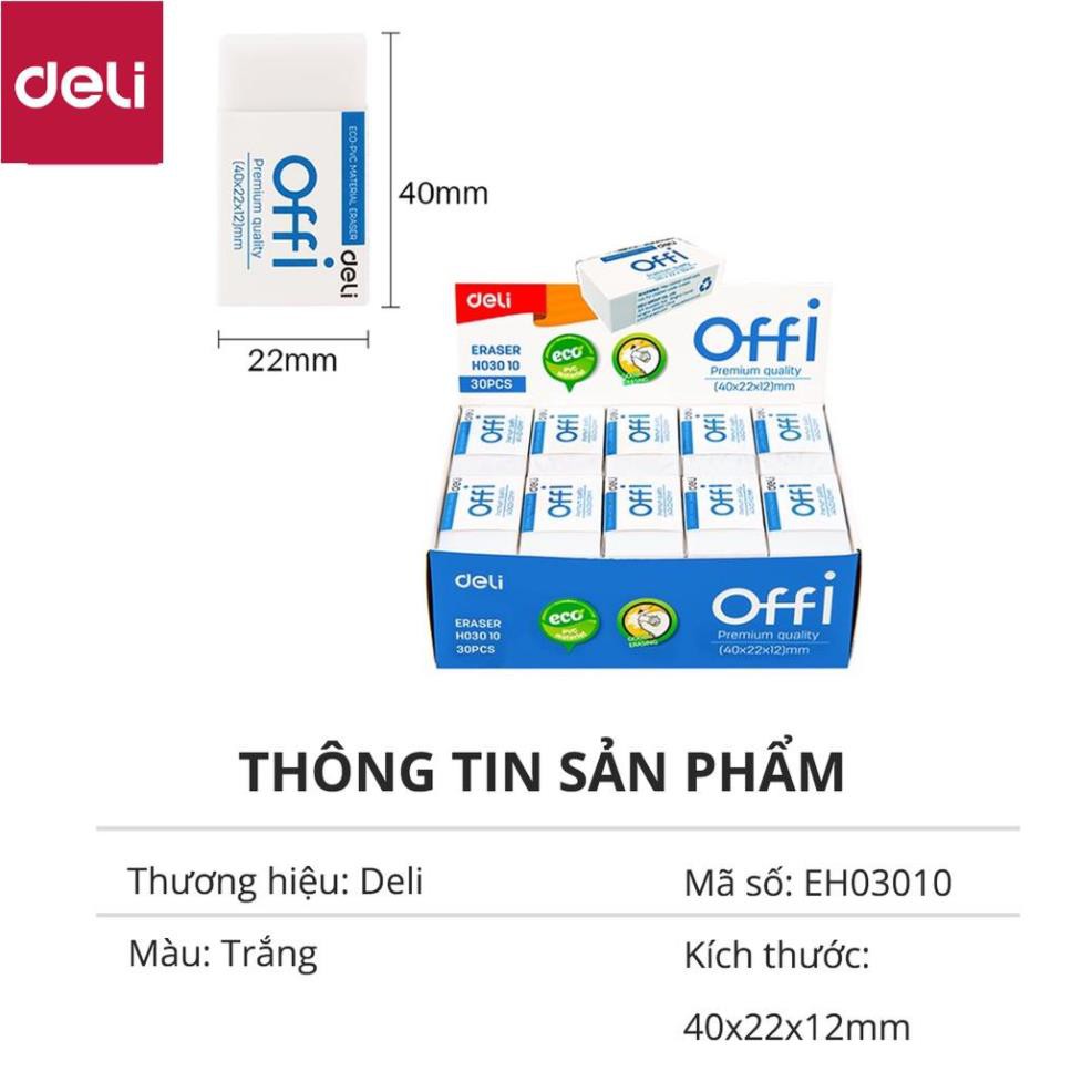 Gôm Tẩy Deli - Trắng - Phù hợp thi trắc nghiệm - 1 chiếc / 2 chiếc - EH03010 [Deli]