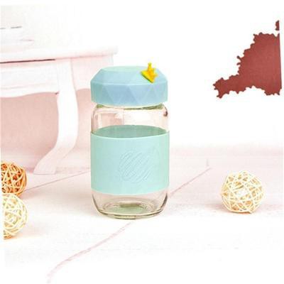 Bình nước nắp xương rồng 300ml BN9 thuỷ tinh bình nước cute chai nước dễ thương