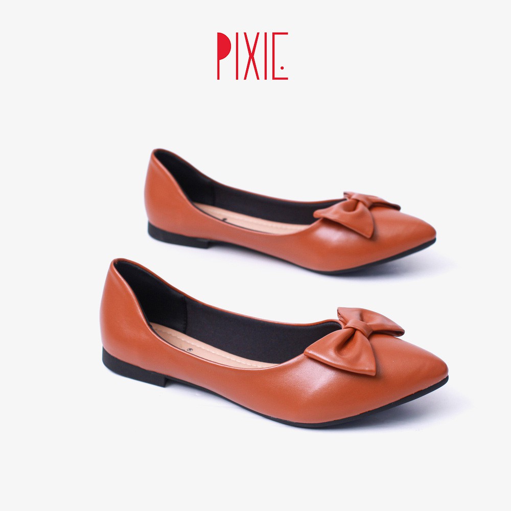 Giày Búp Bê Mũi Nhọn Đính Nơ Pixie X488
