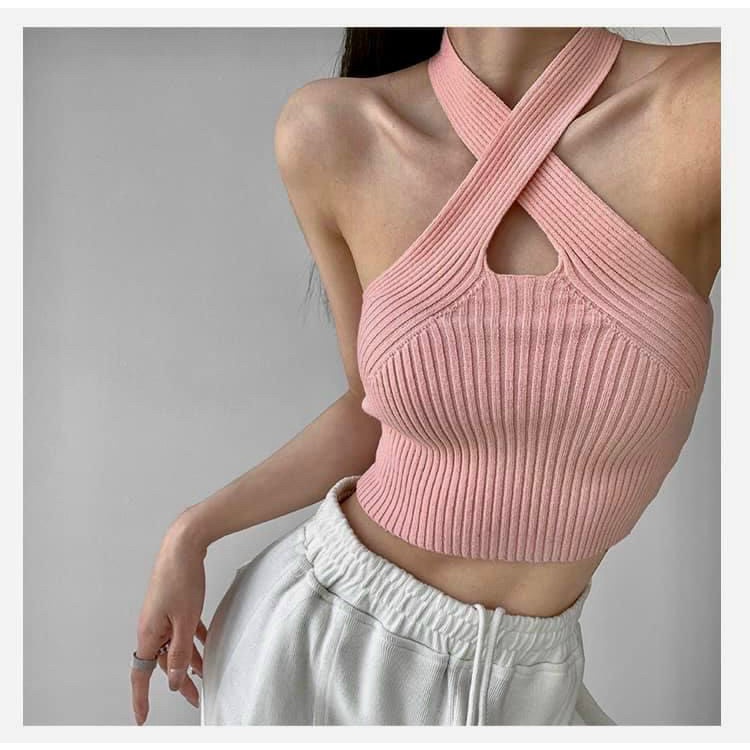 Áo Len Cổ Yếm Chéo Ngực Mã 1606