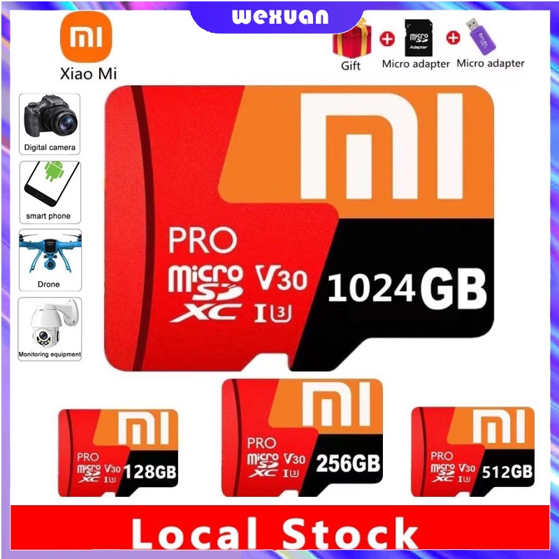 Thẻ Nhớ Micro SD Tốc Độ Cao Xiaomi Redmi V30 PRO SDXC / UHS-I U3 Class 10 1TB 512GB 128GB 32GB 8GB