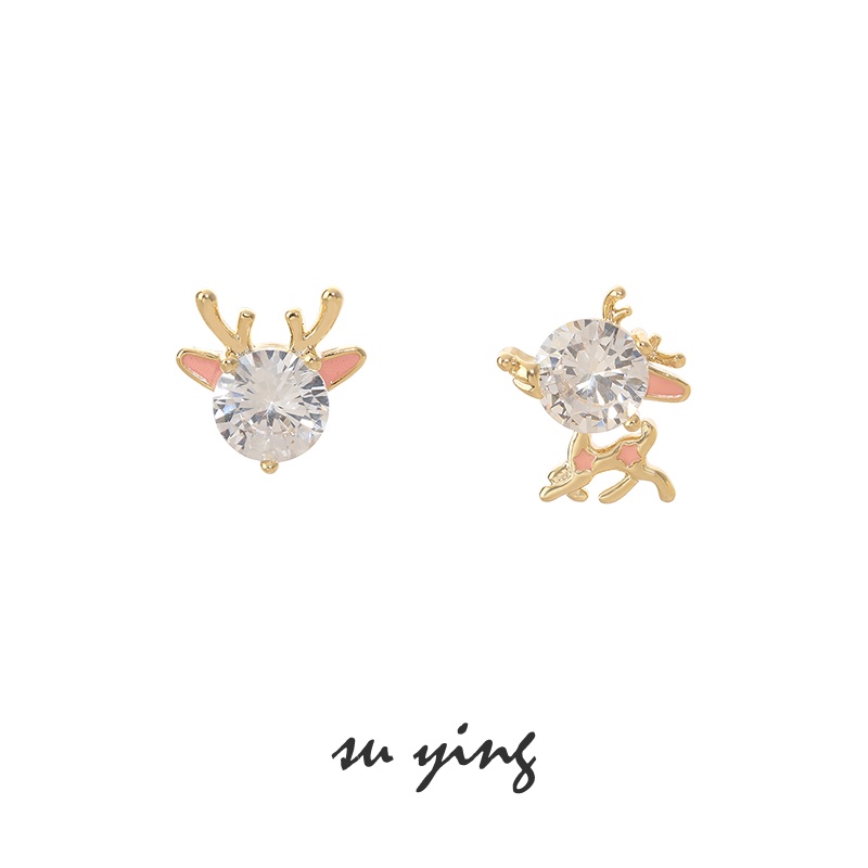 Khuyên Tai Dạng Kẹp Màu Vàng Kim / Bạc Hình Hươu Dễ Thương Thời Trang Cho Nữ