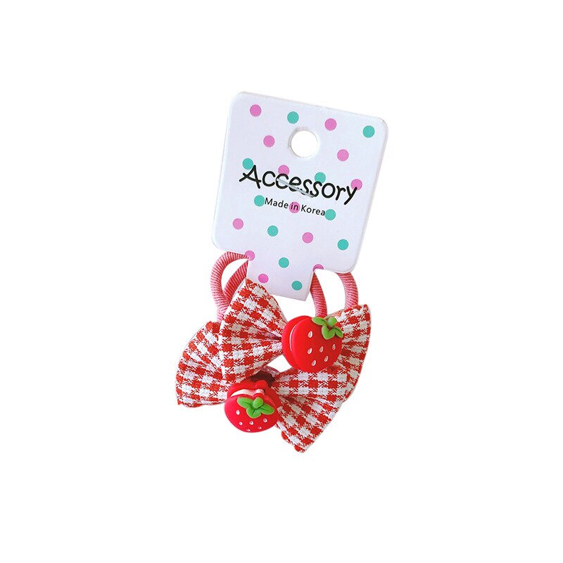 Set 2 dây cột tóc co giãn họa tiết sọc caro dễ thương cho bé gái