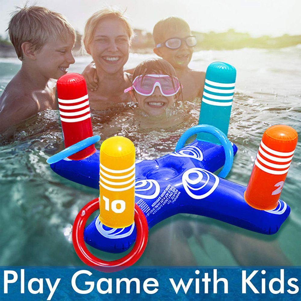 LILYES Inflatable Ring Toss Game Summer Inflatable Ring Toys Swimming Pool Floating Ring Beach Toy Party Props Water Toy Ring Toys Children Plaything Air Mattress Throw Pool Game/Multicolor