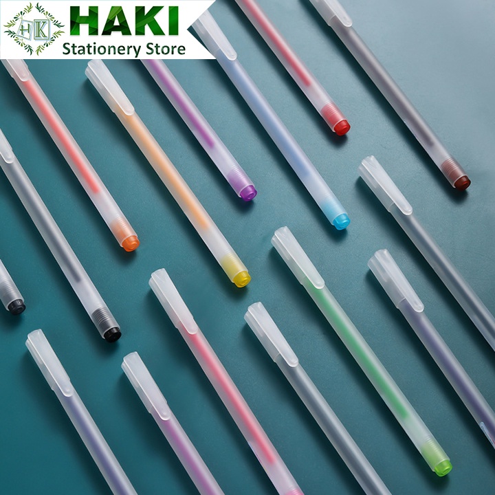 Hộp 12 bút bi màu mực gel HAKI Resun bút Muji bản dupe 12 màu ngòi 0.5mm B45