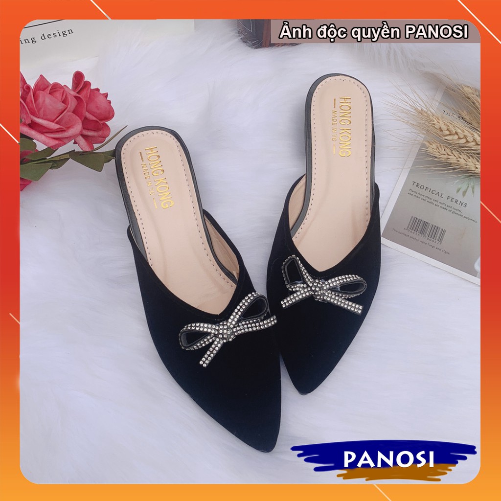 Giày sục nữ hè 2021 đính kèm nơ đá xinh hottrend