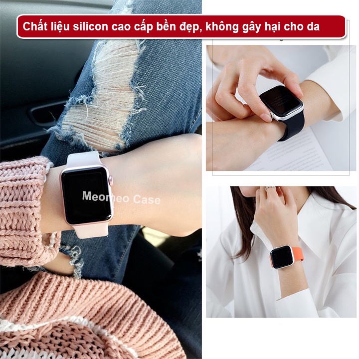 Dây đeo Apple Watch silicon chất liệu cao su nhiều màu Cho Apple Watch Series SE/6/5/4/3/2/1  38mm|40mm |42mm - MEOMEO