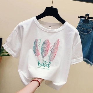 Áo thun tay ngắn dáng rộng in chữ trẻ trung dành cho nữ