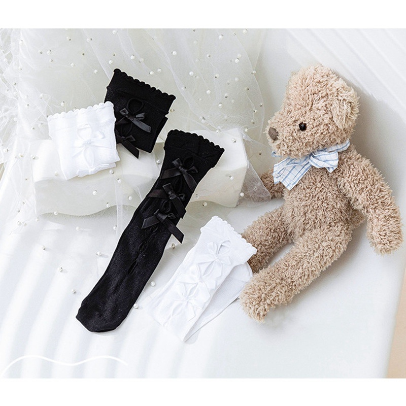 Vớ Lưới Cao Qua Gối Phối Nơ Nhiều Màu Sắc Đầy Đáng Yêu Dành Cho Bé