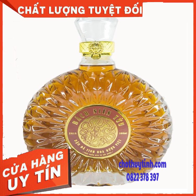 CHAI THỦY TINH ĐỰNG RƯỢU 500ML, CHAI RƯỢU XO TRÒN