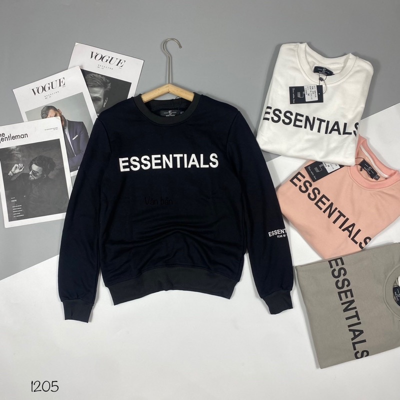 Áo nỉ dài tay Essentials có hoạ tiết chữ phong cách hàn quốc, Áo thun mùa đông 4 mầu thời trang btshop từ 50 đến 75 kg.