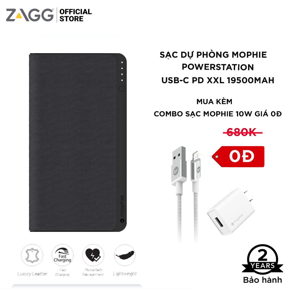 Sạc Dự Phòng Mophie Powerstation USB-C-XXL 19500mAh Black - 4132-BLK-I