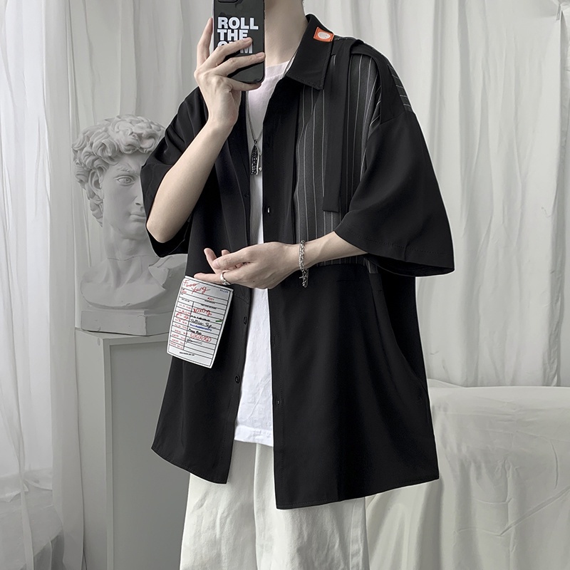 Áo Sơ Mi Tay Ngắn Dáng Rộng Thoáng Khí Thời Trang Mùa Hè Phong Cách Hàn Quốc 2022 Cho Nam