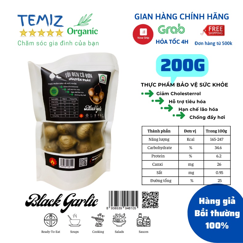 Tỏi đen cô đơn Nguyên Phát 100% lên men tự nhiên từ tỏi tươi một nhánh Châu Yên Sơn La | BigBuy360 - bigbuy360.vn