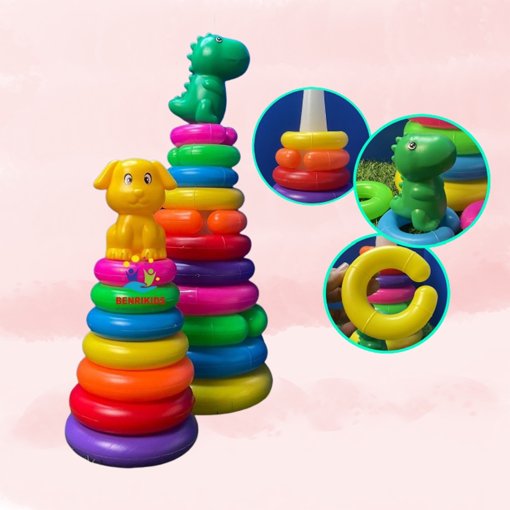 Đồ Chơi Tháp Xếp Chồng Giúp Bé Nhận Biết Màu Sắc Kích Thước Tháp Cầu Vồng Phát Triển Tư Duy