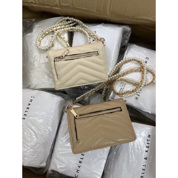 Túi lyn mini khoá tròn dây hạt ngọc